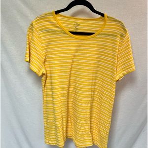 J. Crew yellow and white striped slub tee XL